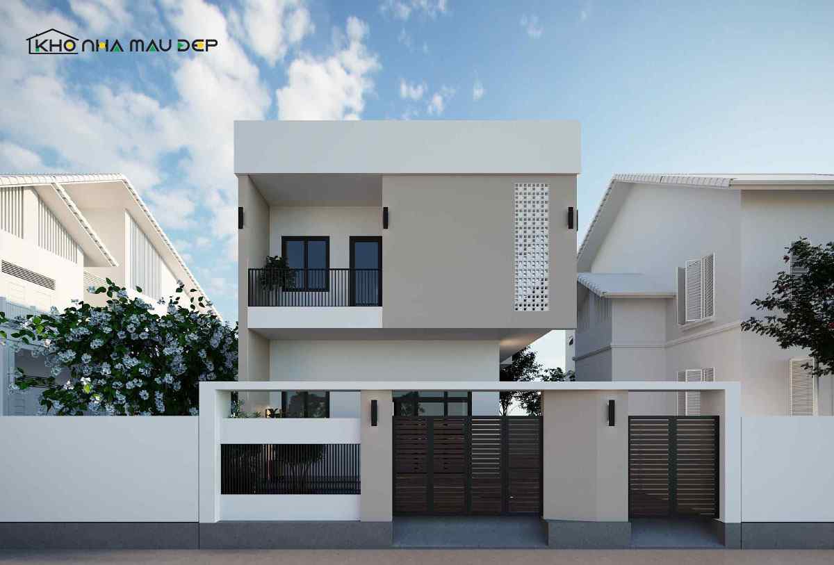 Mẫu nhà mặt tiền 7m 2 tầng mái bằng hiện đại, có 3 phòng ngủ tiện nghi đáp ứng tốt cho những gia đình có 4-5 thành viên