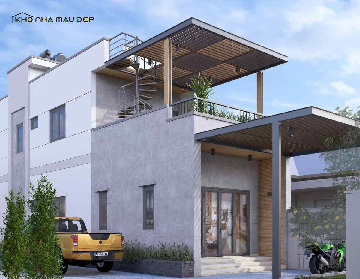 Thiết kế mẫu nhà 2 tầng mặt tiền 7m 3 phòng ngủ hiện đại, đảm bảo đầy đủ tiện nghi cho các thành viên