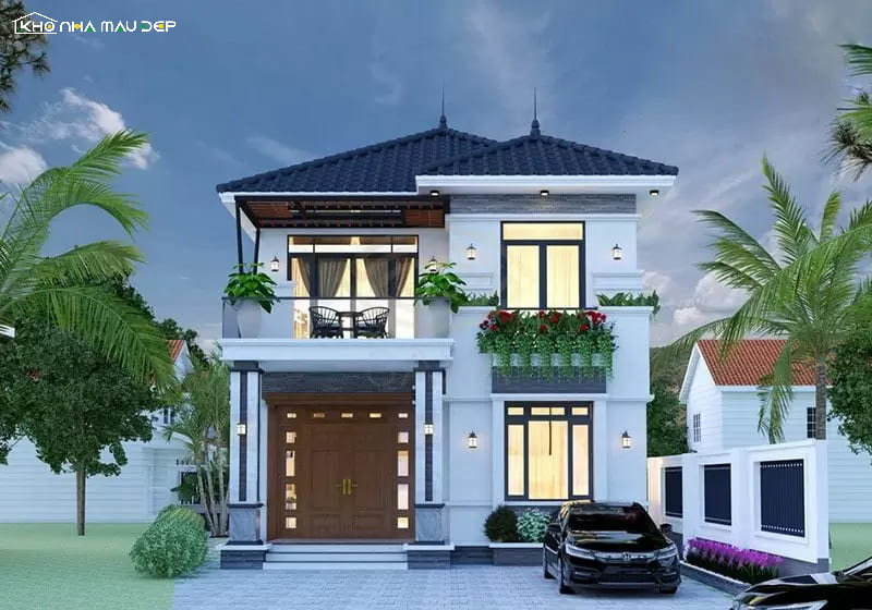 Mẫu nhà 2 tầng nông thôn 500 triệu bố trí 3 phòng ngủ phù hợp cho gia đình từ 4-5 người