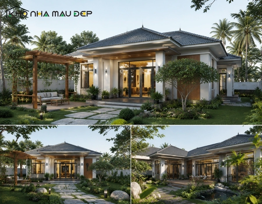 Nhà mái Nhật 1 tầng 3 phòng ngủ sân vườn nghỉ dưỡng